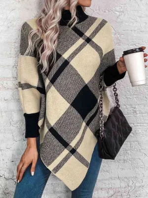 Nottingham Court Plaid Turtleneck Poncho
