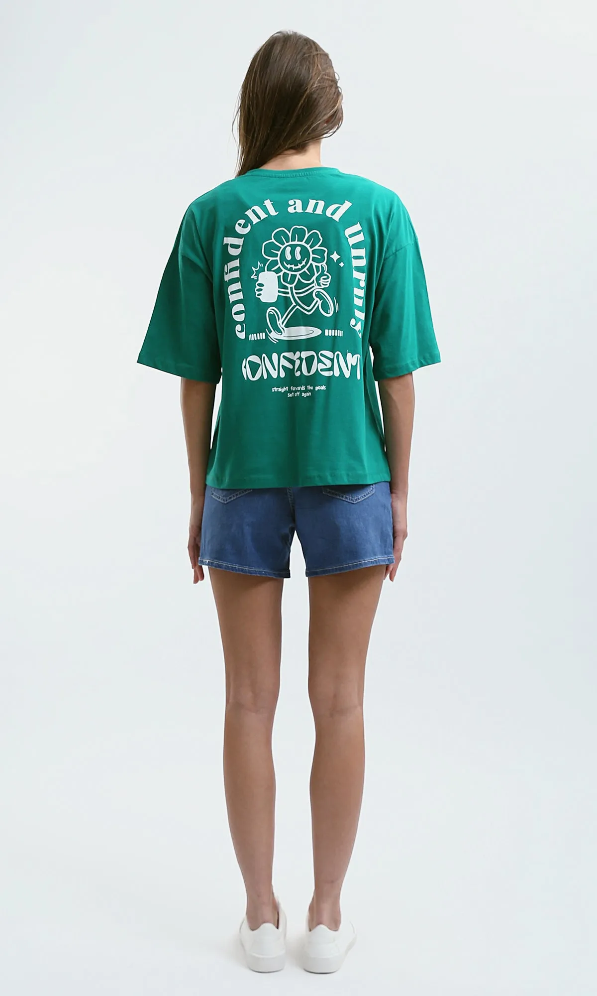 O189247 Casual Relaxed Fit Green Seafoam Long Tee