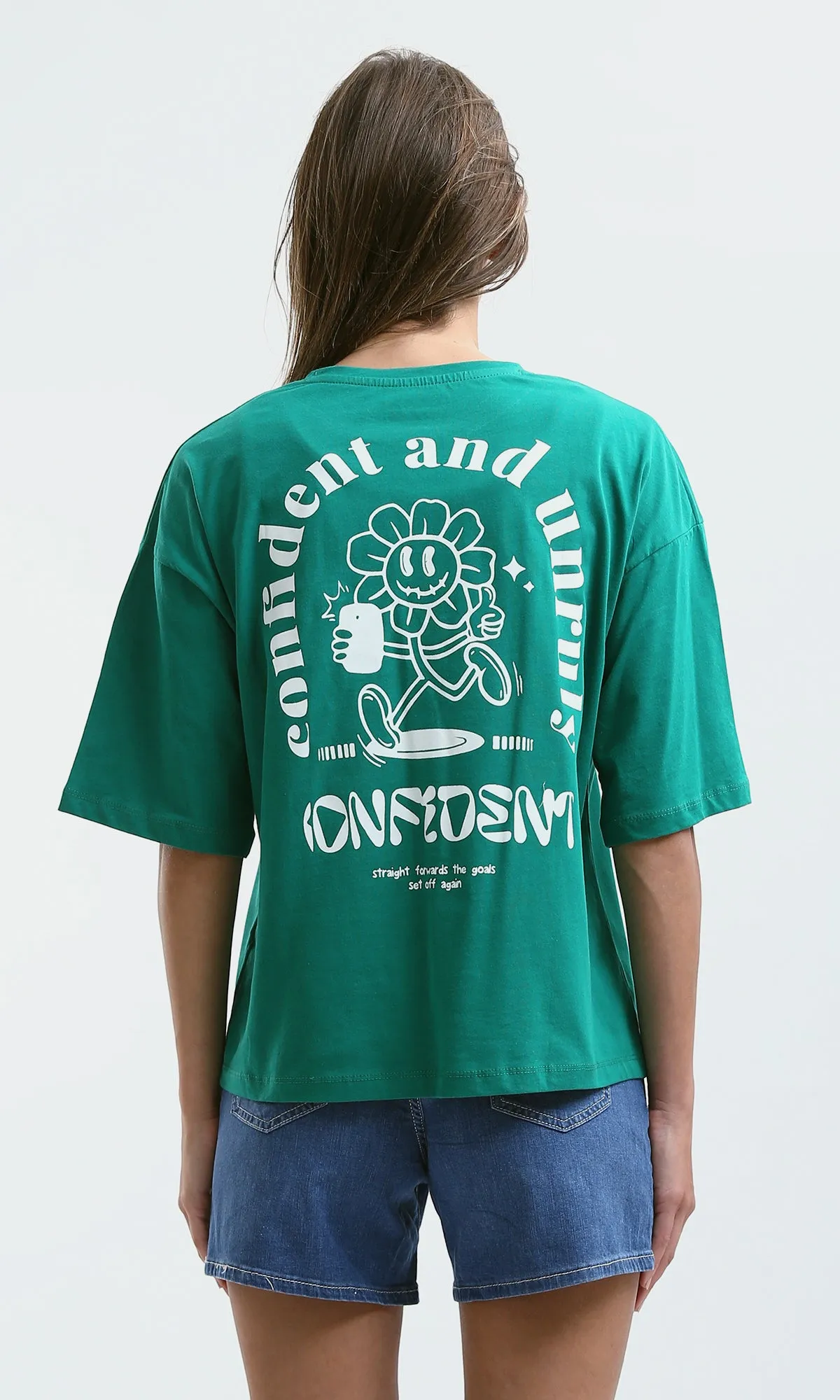 O189247 Casual Relaxed Fit Green Seafoam Long Tee