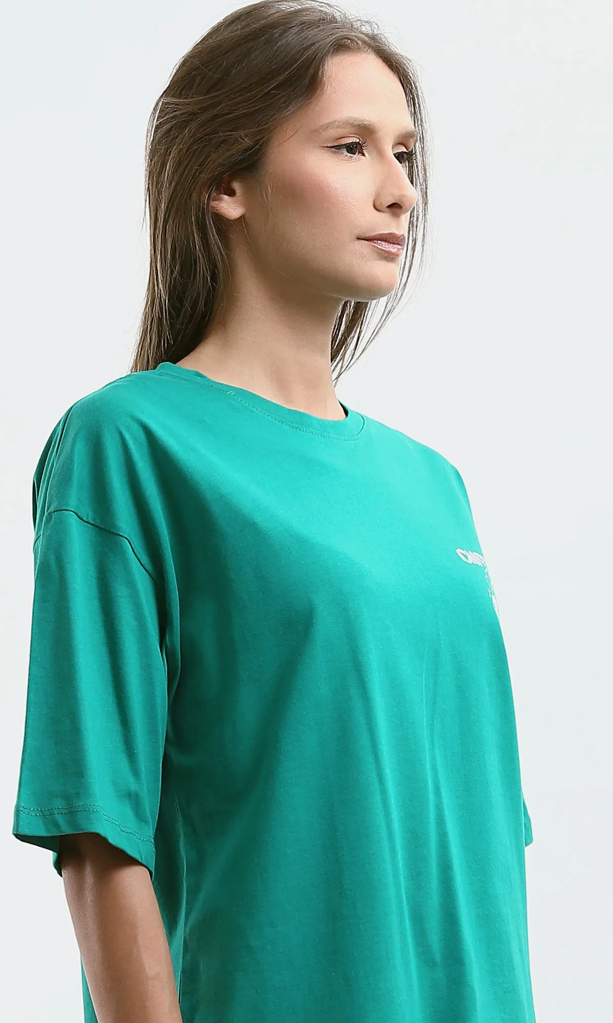 O189247 Casual Relaxed Fit Green Seafoam Long Tee