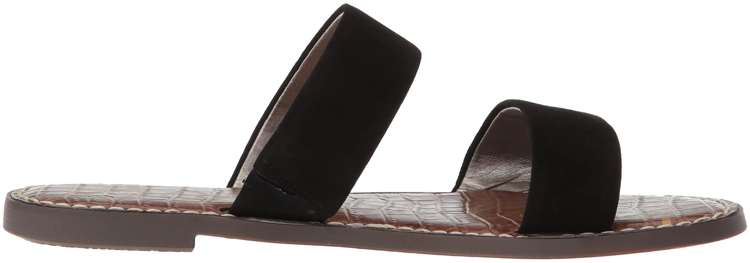 Sam Edelman Gala Slide Mule Black Suede Open Toe Two Piece Flat Slip On Sandals