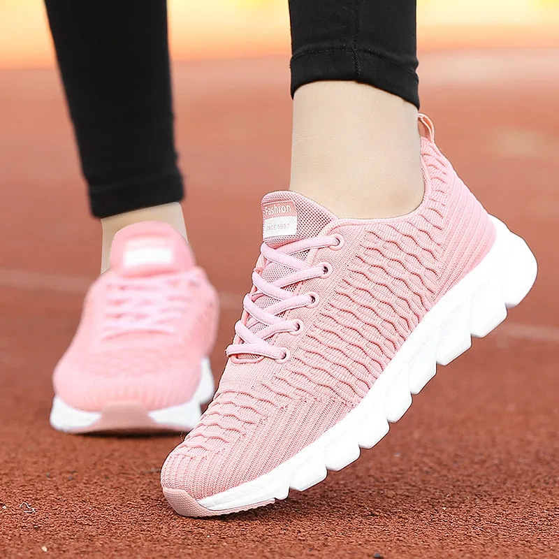 Sonicelife  Women's Sneakers 2024 Fashion Breathable Women Shoes Summer Walking Mesh Light Casual Sneaker Lace-Up Platform Female Footwear