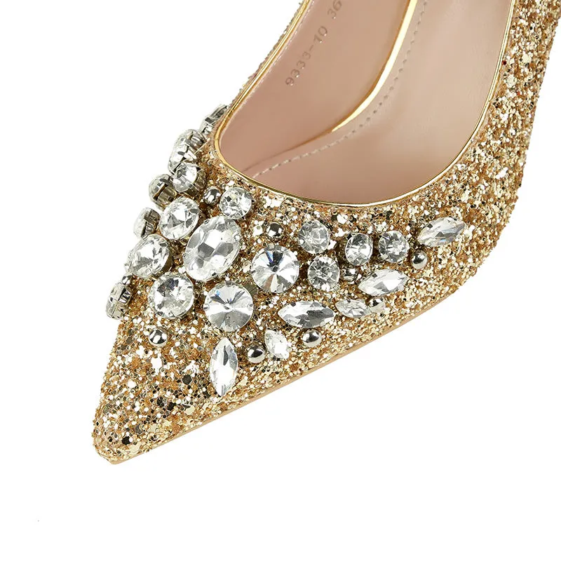 Soulmates Bridal Shop / Pointed Toe Faux Diamond Low Dress Heels